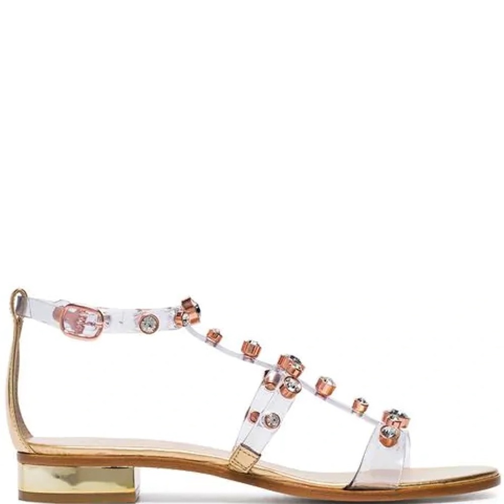 Sophia Webster Dina Crystal Clear Flat Sandals White/Rose Gold 38(7.5-small 8)